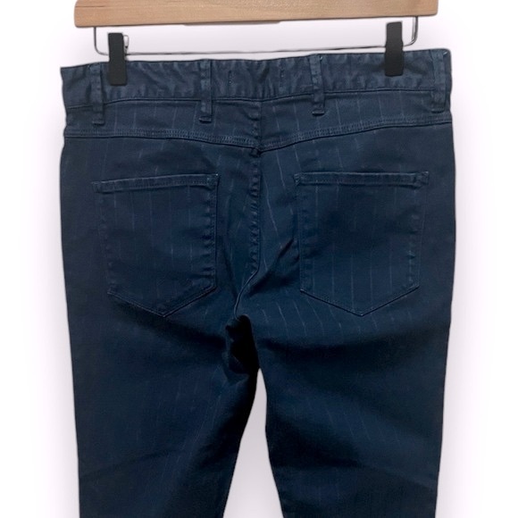 SANDRO Paris Pinstripe Denim 5 Pocket Jeans Dark Blue Size 40 FR Size 8 US - Picture 10 of 15
